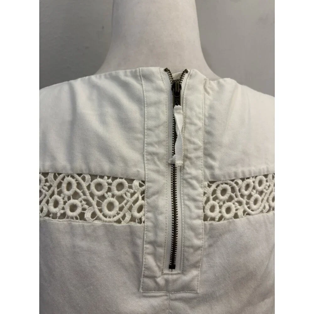 Anthropologie HD in Paris Blouse Embroidered Eyelet Sides Back Zipper Size US8